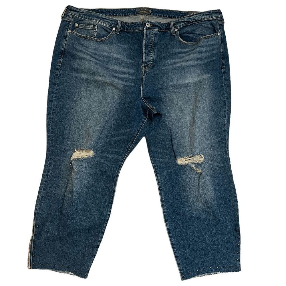 Torrid Feel The Fit Size 28 R High Rise Straight Button Fly Factory Distressed